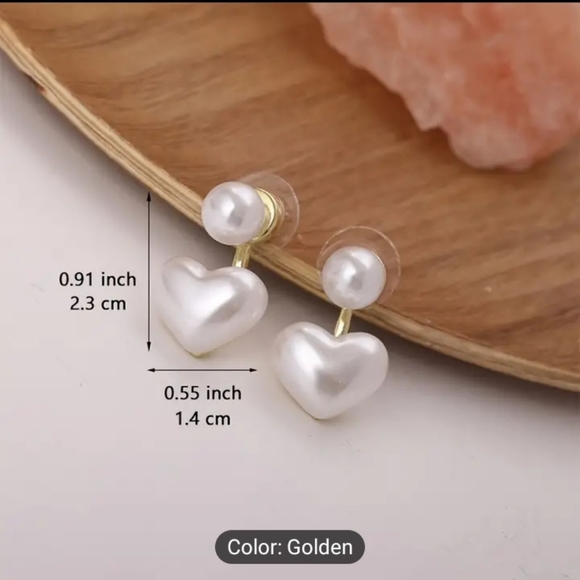 Golden Heart Earrings - Picture 3 of 4